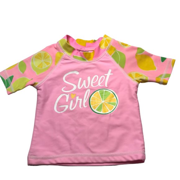 CARTER'S Baby Toddler Rash Guard Swim Shirt Beach UPF Sun Protection Pink 6-9mos